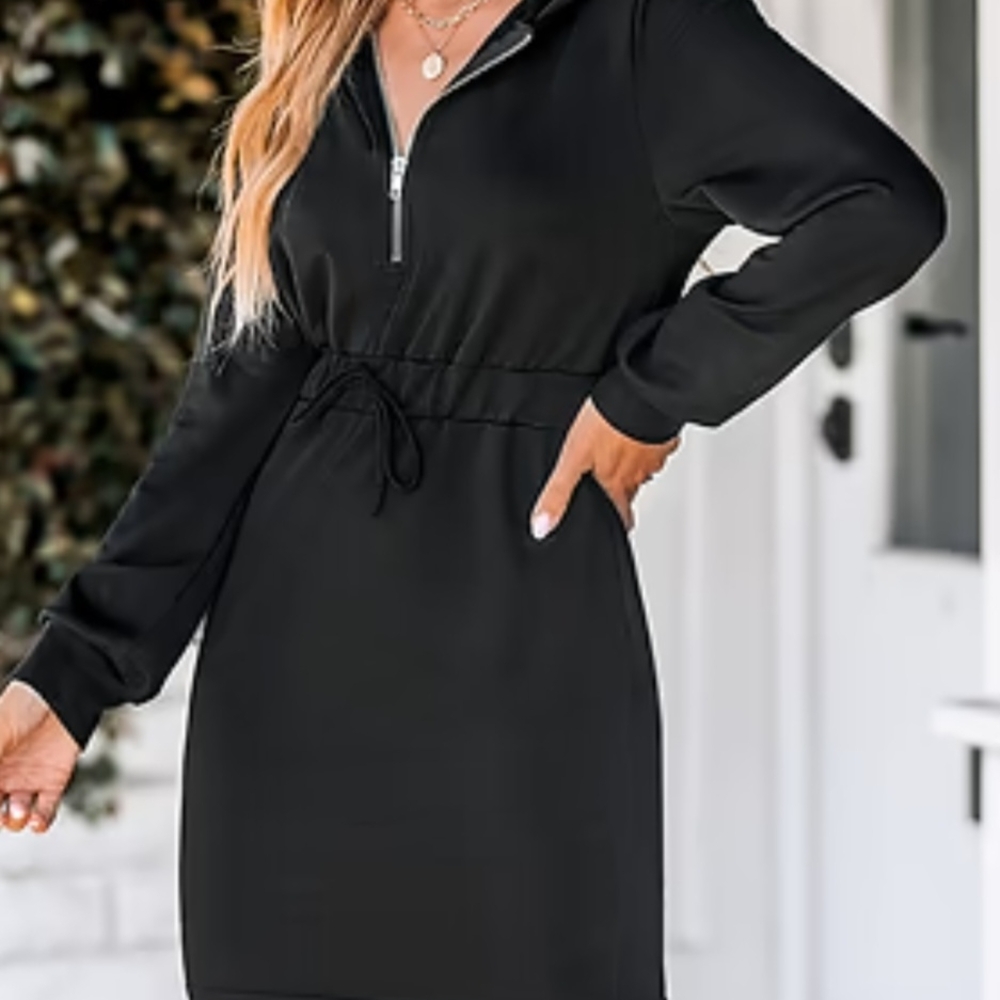 ✨️NEW 🏷Cupshe Black Long Sleeve Dress with Zipper